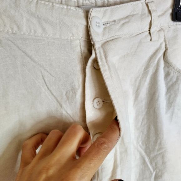 ONIA White TRAVELER Stretchy Linen Blend  Pockets Flat Front Short Sz 33 - Picture 4 of 7